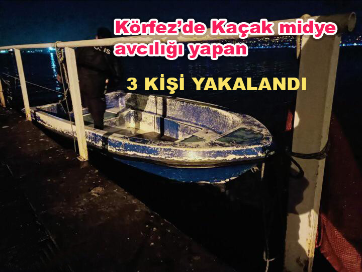 Körfez'de Kaçak midye avcılığı yapan 3 kişi yakalandı